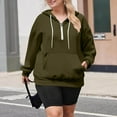 thumbnail image 2 of Lenpel Women's Plus Size Hoodies Long Sleeve Half Zip Drawstring Hooded Sweatshirts Casual Loose Pullover Tops with Pocket(Army Green,4X-Large), 2 of 4