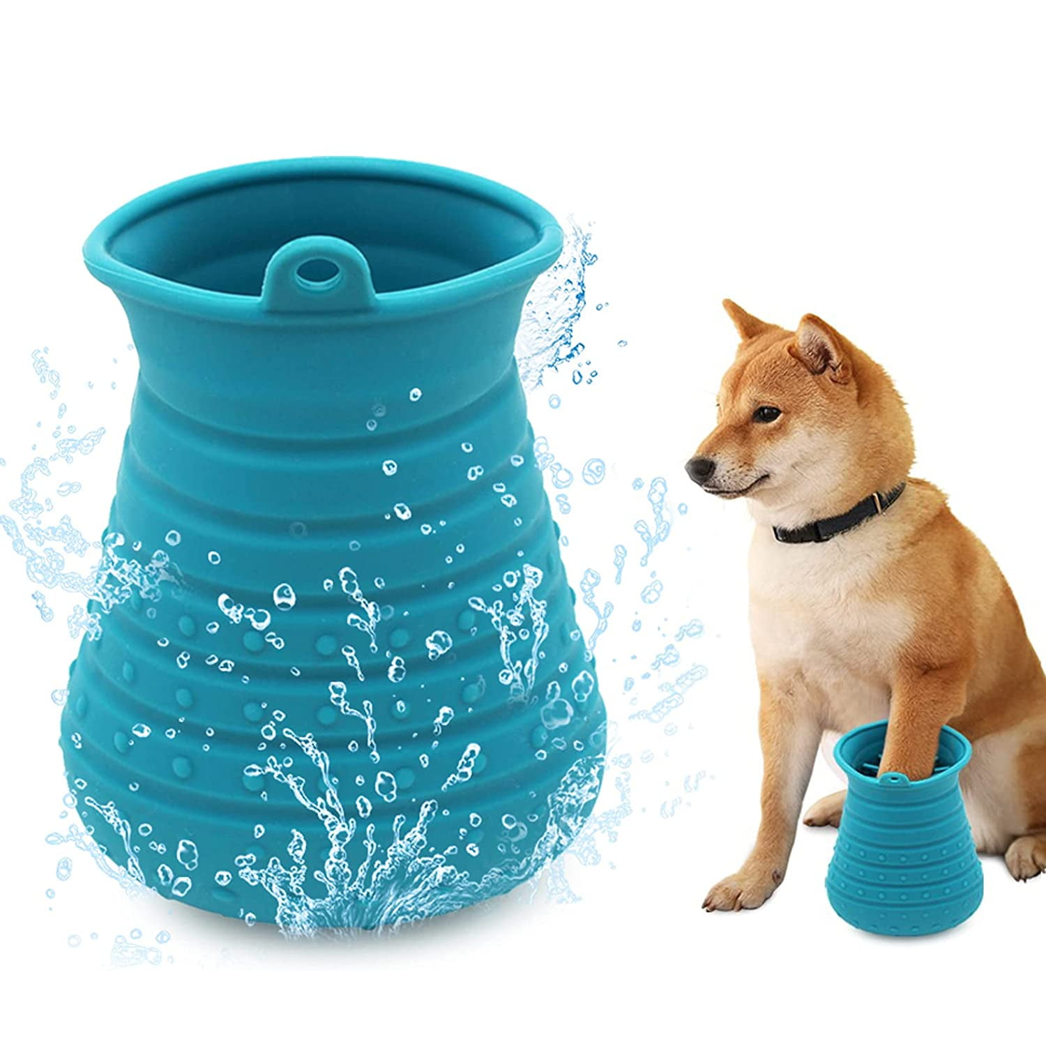 Lishi Dog Paw Cleaner Portable Pet Foot Washer Silicone Paw Cleaner Mug Great For Cleaning Dirty Claws Of Pets Blue M