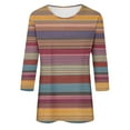thumbnail image 5 of CYMMPU Loose Fit Crew Neck 3/4 Sleeve Striped Ombre T-Shirts Fall Trendy Shirts Blouses for Women Dressy Casual Spring Tops Dye Tie T-Shirts XXL, 5 of 5