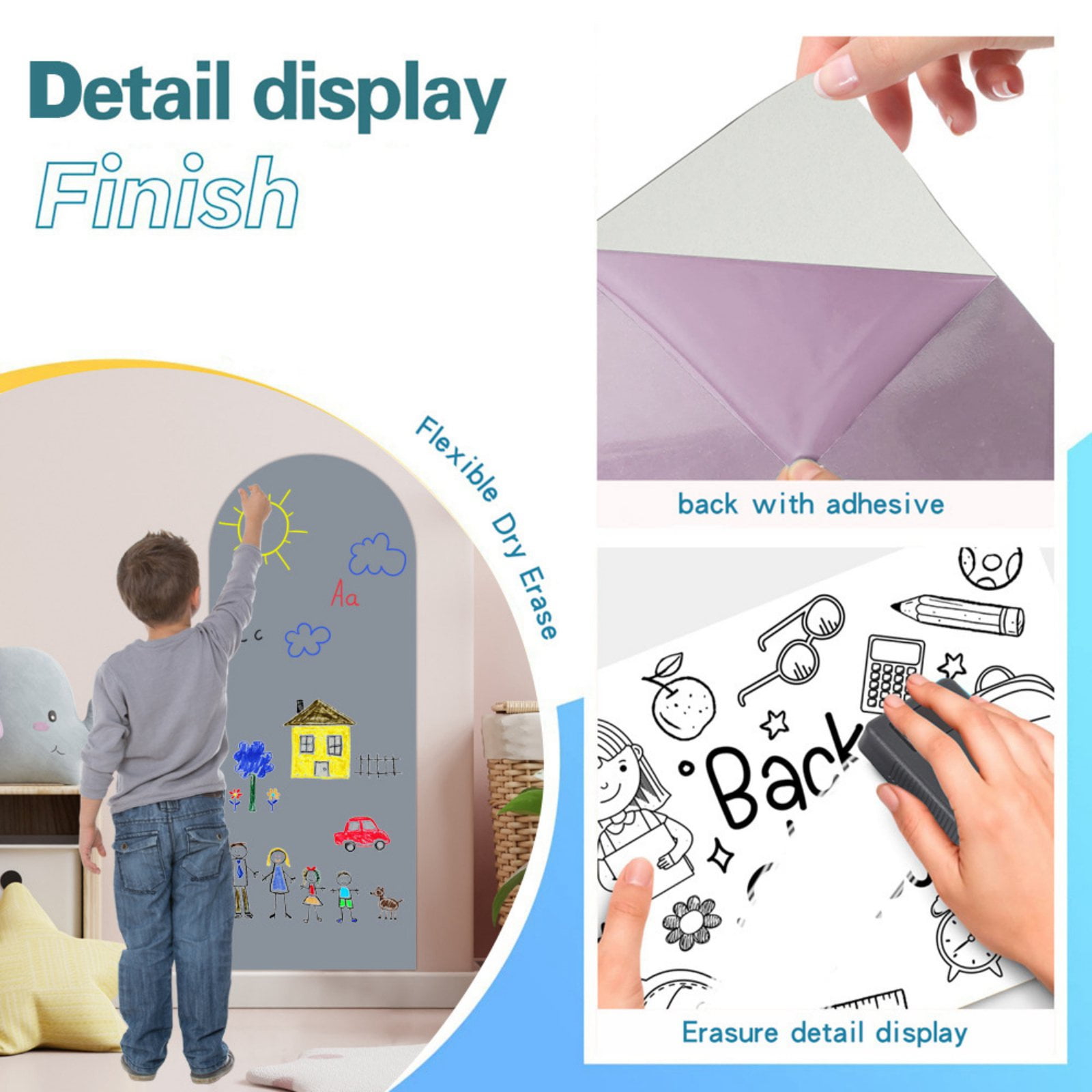 Magnetic Chalkboard Wall Arch Decal 40"x16" Contact Paper Peel and Stick for Walls Self Adhesive Magnetic Wall Board Sticker for Kid Black Chalk Board Wallpaper Roll