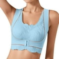 thumbnail image 4 of khonts,Women's Front Hook Closure Posture Corrector Bras Full Coverage Compression Dual Support Bra Wireless Soft Bralettes Blue L, 4 of 4