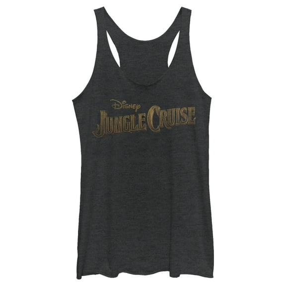 Women's Jungle Cruise Distressed Logo  Racerback Tank Top Black Heather Medium