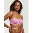 thumbnail image 2 of Women Unlined Lace Strapless Bra Sexy See Through Plus Size Underwire Bralette, 2 of 4