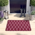thumbnail image 2 of Burgundy Geometric Quatrefoil Flannel Non Slip Door Rugs,Washable Door Mats Indoor,Decorative Door Mats,Dirt-Resistant and Absorbent Doormat for Entrance,Bedroom,Kitchen,Bathroom,23.5"x16", 2 of 5