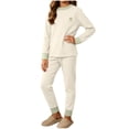 thumbnail image 2 of LEKWK Teen Boys Girls Pajamas Long Sleeve Tops and Elastic Waist Pants Kids Loungewear 2 Piece Outfits Fall Winter Comfy Casual Homewear 4-16Y, 2 of 8