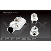 XForce VMK8-250 Varex Universal Oval Muffler, 2.5" Flanged Inlet, 4" Single Double Wall Tip