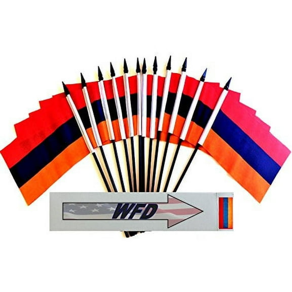 Pack of 12 4"x6" Armenia Polyester Miniature Office Desk & Little Table Flags, 1 Dozen 4"x 6" Armenian Small Mini Hand Waving Stick Flags (Flags Only)