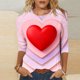 thumbnail image 1 of Xuyuer Womens Valentine T Shirts Love Heart Printed Graphic Tee Tops Spring Shirts Halloween Round Neck 3/4 Length Sleeve Graphic Tee Tops Fashion Casual Printed T-Shirt Top, 1 of 6