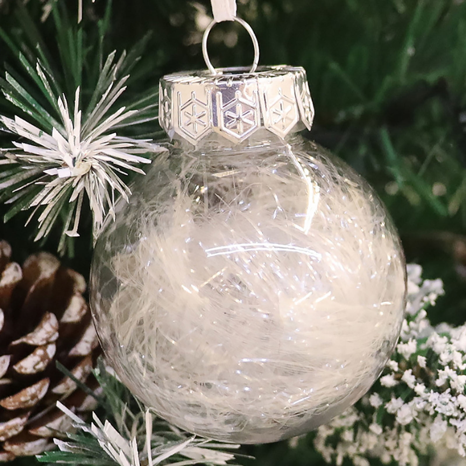 Matoen 12 Pcs Clear Plastic Fillable Balls Ornament, 2.36/3.14/3.94 Inch Transparent Ornaments Shatterproof Christmas Balls for Christmas, Halloween, Birthday, Wedding Decor, DIY Crafts Decorations