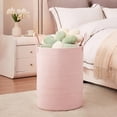 thumbnail image 4 of 15Dx20H inches Large Pink Hamper Laundry Basket for Baby Kids Woven Rope Nursery Hamper for Girls Room Bedroom Kawaii Laundry Bin 60L Capacity, 4 of 9