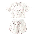 thumbnail image 4 of Endives Pajamas Set for Women Side Split Short Sets Cute Striped Crop Top and Short 2 Piece Comfy Loungewear Summer Lounge Sets for Women, 4 of 6
