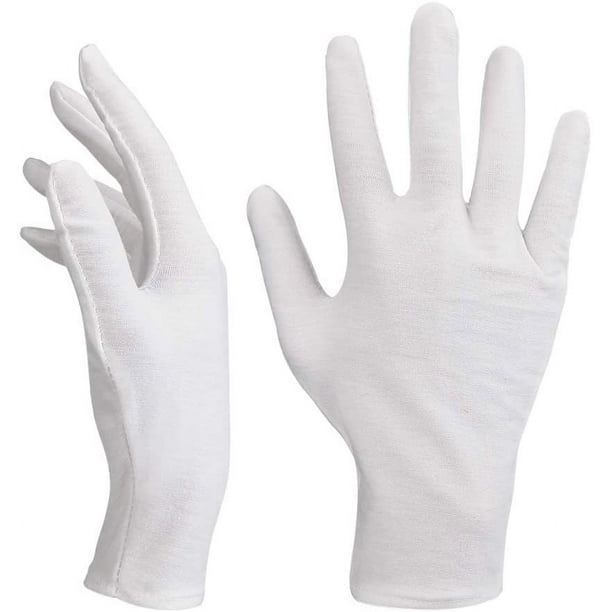 Guantes de algodón blanco, 14 pares de guantes de algodón, guantes de protección para el cuidado, guantes de tela blanca, guantes de trabajo cómodos y transpirables para el cuidado de la piel, examen de joyas, trabajo diario
