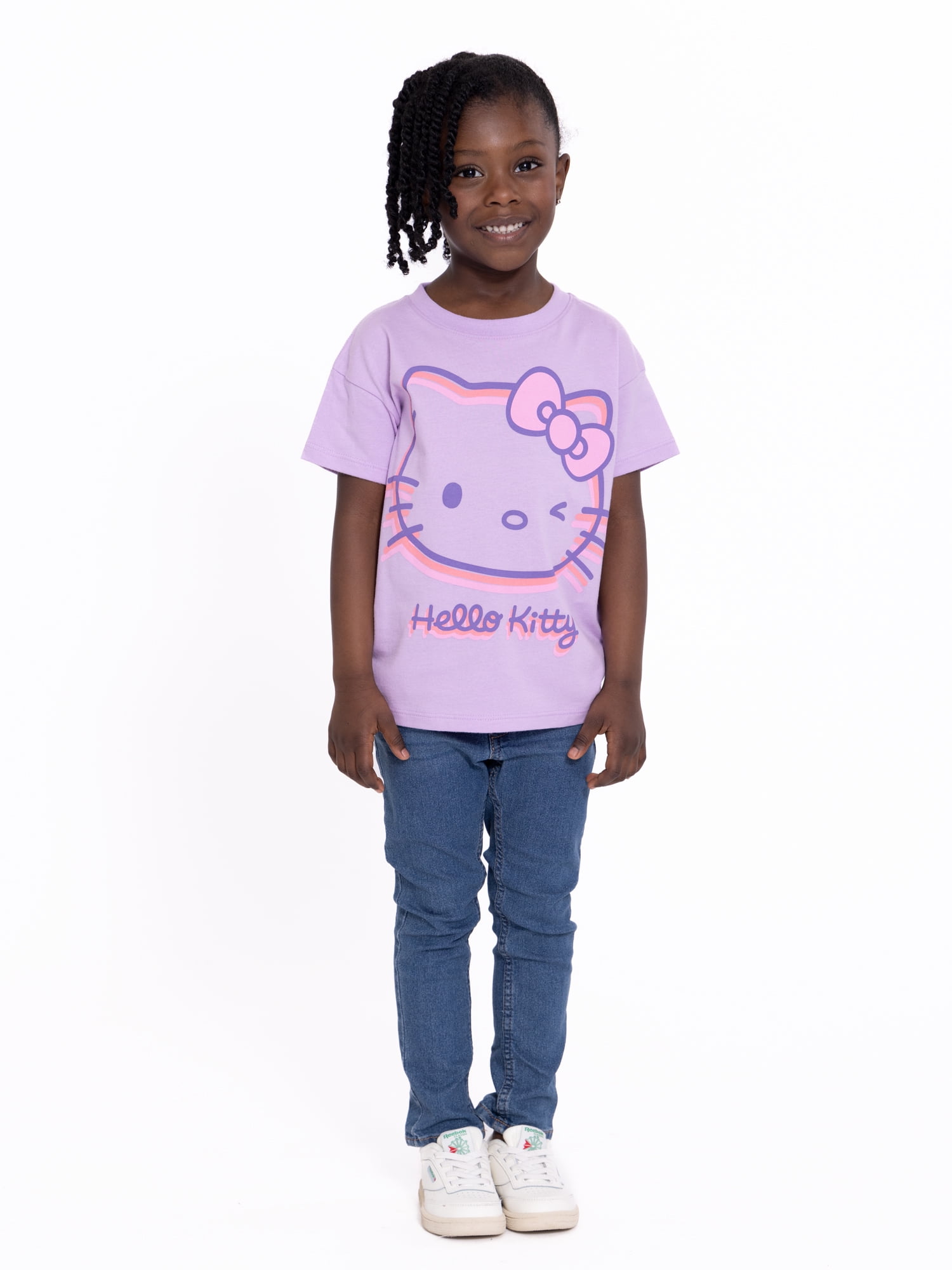 Hello Kitty Women's Pink Cropped Short Sleeve T-Shirt | Cute Graphic Tee For Fans, Club Style Top
