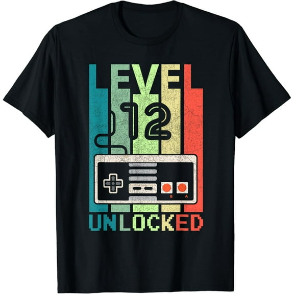 Level 12 Unlocked Shirt Video Gamer 12th Birthday Gifts Tee T-Shirt mens t shirt,black,women,funny,misfits,men,journey