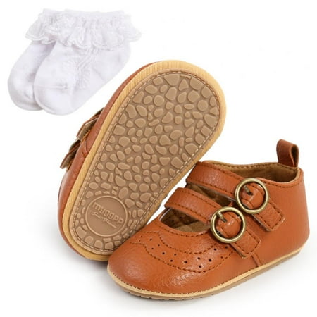 

Baby Sneakers Soft Leather Anti-Slip Soft Sole Baby Walking Shoes with Socks Baby Toddler Shoes 0-3 • 6-12 •12-18 Months