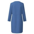 thumbnail image 5 of Summer Dresses for Women 2025, Women's Fashion Crewneck Loose Half Sleeve Solid Knee-length Dress(Blue,M), 5 of 5
