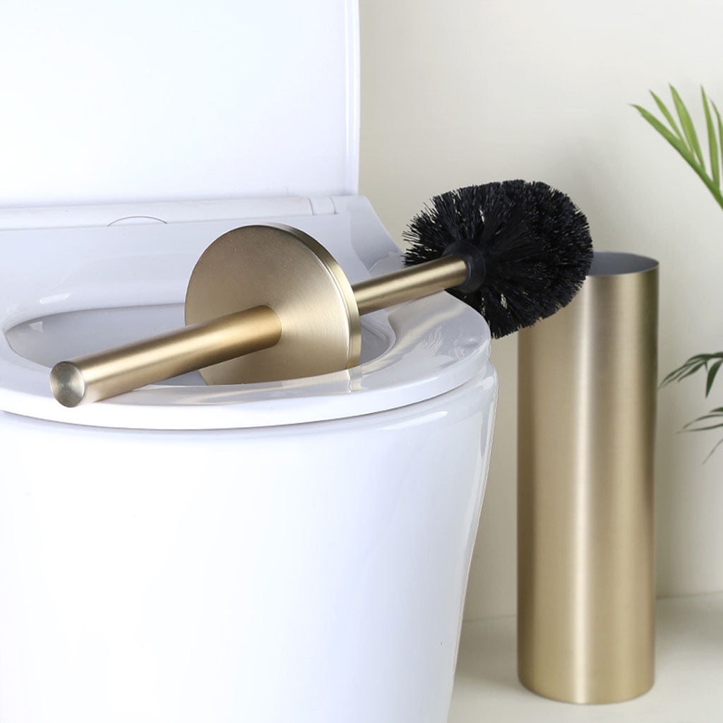 Gold Toilet Brush And Holder Stainless Steel Long Handle Hidden Toilet Brush With Durable Scrubbing Bristles For Bathroom Deep Cleaning
