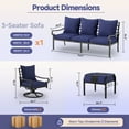 thumbnail image 6 of SKOK 5-Piece Metal Frame Outdoor Patio Furniture Set with Swivel Rocking Chairs and Ottoman, Navy Blue, 6 of 11