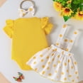 thumbnail image 5 of TOWED22 Newborn Baby Girl Summer Outfit Set Contrast Color Romper Jumpsuit Tops Shorts Cute Infant Clothes Yellow,0-3 M, 5 of 9