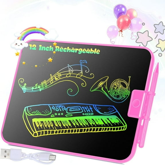 BKSDUEH LCD Writing Tablet for Kids, 12 Inch Rechargeable Toddler Doodle Board Drawing Tablet, Erasable Reusable Electronic Drawing Pads, Educational Learning Toys for Boys Girls as Birthday Gifts