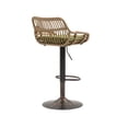 thumbnail image 3 of Swivel Bar Stools Set of 2 Adjustable Counter Height Bar Stools, Retro PE Rattan Bar Chair Upholstered Barstools with Footrest and Metal Base for Home Pub Kitchen Island and Dining Room, Green, 3 of 7