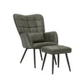 thumbnail image 4 of Abble Faux Leather Accent Chair with Ottoman and Toss Pillow for Living Room, Bed Room, Gray, 4 of 6