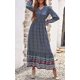 thumbnail image 5 of Vestido maxi de manga larga para mujer - Cuello en V Casual Botón abajo Estampado floral bohemio Vestidos largos de otoño Adepaton  WMZL-2296-18, 5 of 6