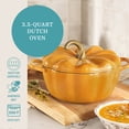 thumbnail image 3 of The Pioneer Woman 3.5-Quart Pumpkin Enameled Cast Iron Dutch Oven, Ochre, 3 of 15