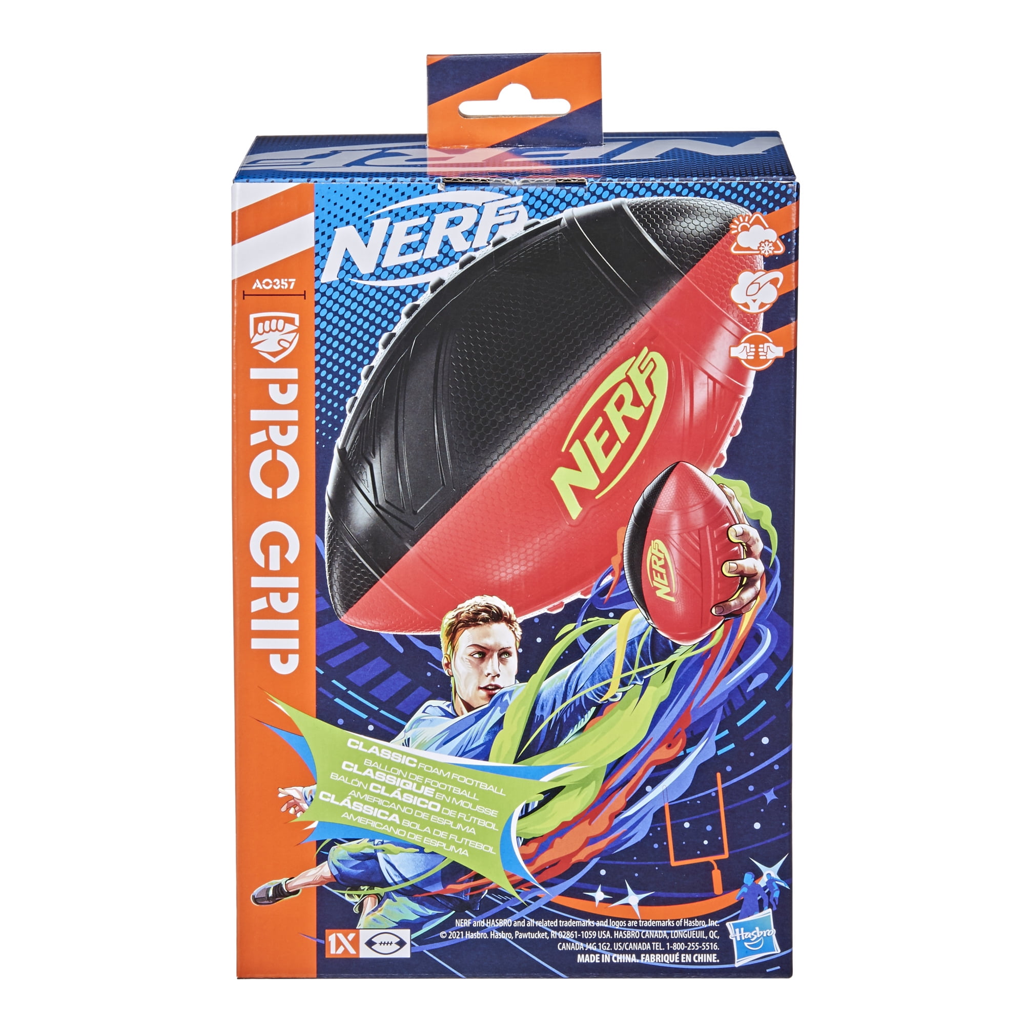 Details about   NERF Pro Grip Football Classic Foam Ball Easy to Catch and Throw Feb.1,21 New