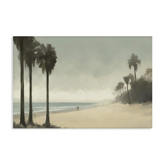 Stupell Industries Deserted Beach & Palms Landscape & Nature Painting Wrapped Canvas Art Print Wall Art, 24 x 16