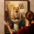 thumbnail image 6 of Finnish Lapphund Dog Canvas Wall Art for Bedroom Living Room Home Decor,Funny Dog Canvas Sitting on The Toilet Animal Pattern Office Artworks, modern wall decor, Ready to Hang, 6 of 6