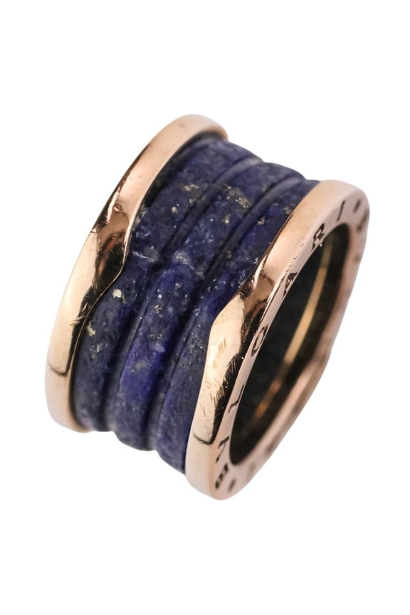 Pre-Owned BVLGARI B-ZERO 1 18K Lapis Lazuli Ring (750 52 1) - Yellow Gold Women's
