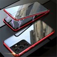 thumbnail image 1 of 360° Front+Back Clear Tempered Glass Metal Magnetic Case Cover For SAMSUNG S21 Ultra (Red), 1 of 5