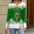 thumbnail image 3 of Fabrcox Christmas Henley Shirts Women Christmas Tree Print V Neck Long Sleeve Fall Spring Tops Holiday Tunic Lightweight Basic Tops Green L, 3 of 3