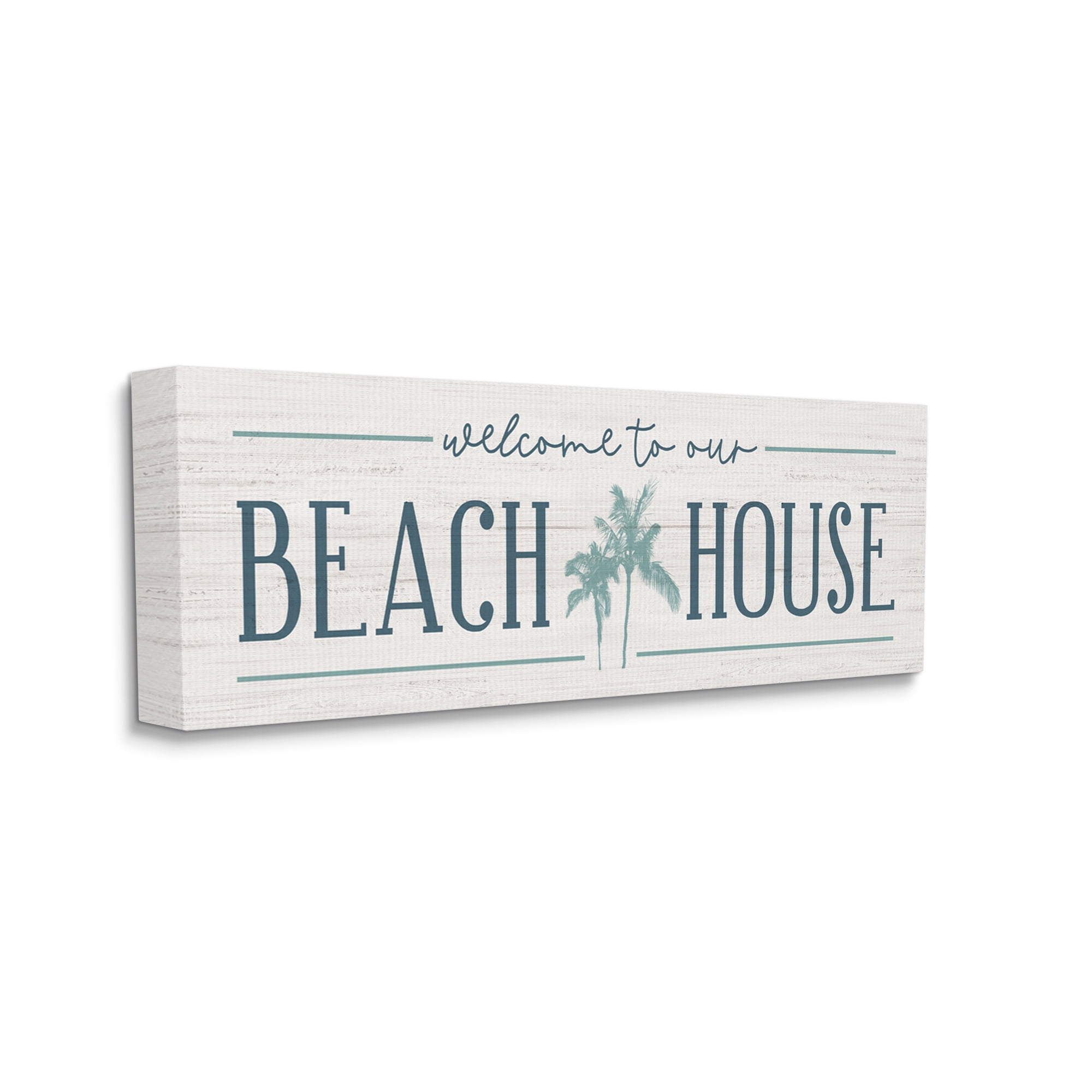 Stupell Industries Welcome to Beach House Sign Blue Palm Trees, 48 x 20,Design by Natalie Carpentieri