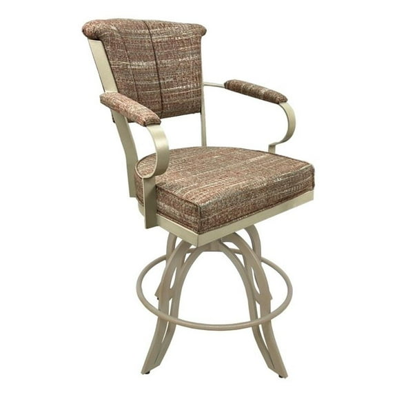 Tobias Designs Miami 30" Fabric & Metal Bar Stools on A Base in Beige