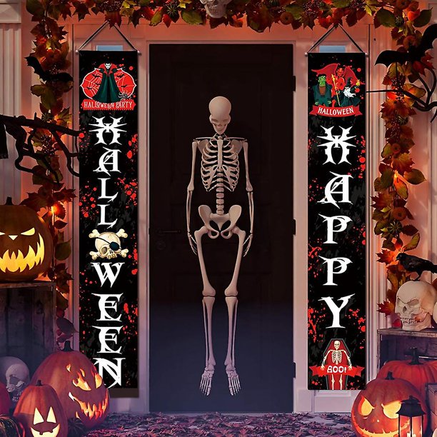Pancarta colgante de Halloween para interiores y exteriores, suministros de decoración para la repisa de la chimenea, pancarta de feliz halloween