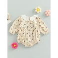 thumbnail image 4 of Franhais Baby Girl Romper/ Dress, Long Sleeve Round Neck Lace Floral Print Loose Bodysuit / Dress, 4 of 9