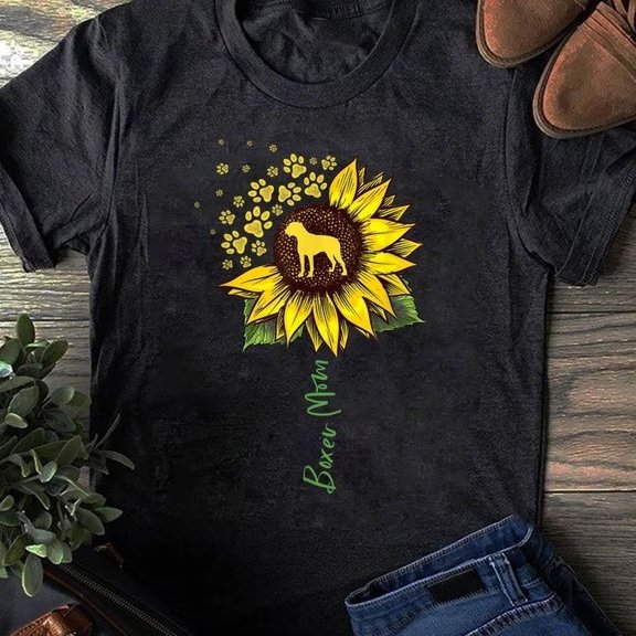 Boxer Mom Sunflower Boxer Dog Gifts Dog Mom Mama - Gift For Dog Lovers - Unisex S-5XL Hot Trending Shirt, Vintage Birthday Gift