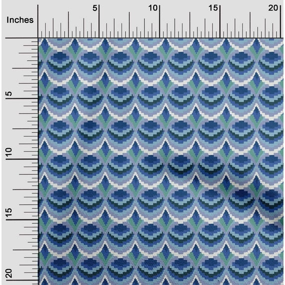 oneOone Viscose Jersey Fabric Waves Flame Stitch Print Fabric By The Yard 60 Inch Wide