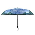 thumbnail image 3 of Blue Hydrangeas All Weather Umbrella Triple Folding Parasol 6 Ribs UV Protection Portable, 3 of 8