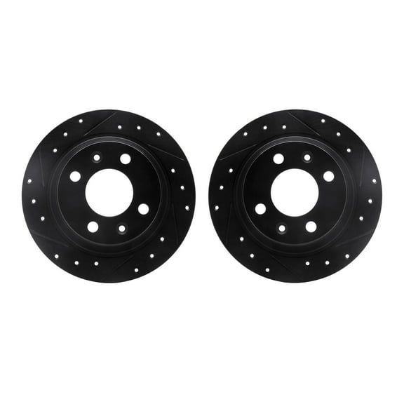 Dynamic Friction Company Rear Brake Rotors-Drilled and Slotted-Black 8002-65022