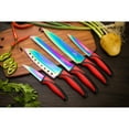 thumbnail image 6 of SiliSlick Kitchen Knife Set, Titanium Coated Stainless Steel Colorful Blades, Chef, Bread, Santoku Utility & Paring Knives, Magnetic Mounting Rack & Portable Sharpener, 6 of 7