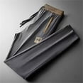thumbnail image 2 of OSOLU Solid Color Men's High Stretch Ice Silk Pants For Summer Outdoor Sports Light Ice Sweatpants Trousers Fashionable Classic Leisure Bottoms, 2 of 3