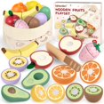 thumbnail image 1 of Set de juego de frutas de madera Beberolen con cuchillo y bolsa, 1 of 7