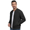 thumbnail image 6 of GIRUNS Men's Casual Varsity Jacket Vintage Suede Bomber Jackets Lightweight Outerwear Coat Black 2XL, 6 of 7