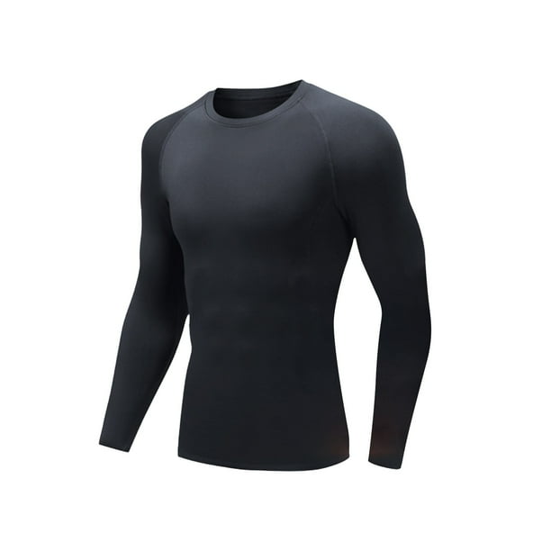 Camisetas deportivas Prolriy para hombre, camisetas de compresión térmicas de forro polar de secado rápido con base de resorte alto para fitness, camisetas negras para hombre talla S