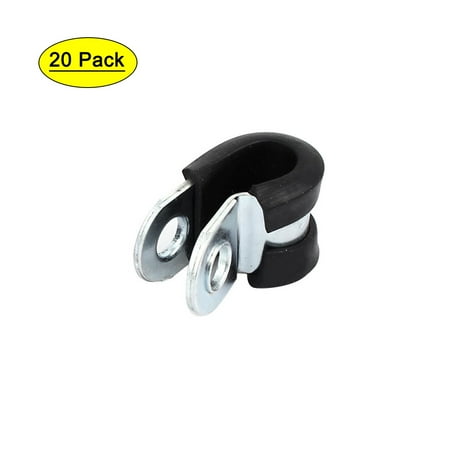 

8mm Dia Rubber Lined R Shaped Zinc Plated Pipe Clip Cable Clamp 20pcs