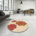 thumbnail image 3 of Ahgly Company Indoor Round Patterned Grapefruit Red Area Rugs, 5' Round, 3 of 6