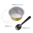 thumbnail image 3 of Uxcell 50pcs Round Cupcake Liners Set 5oz Aluminum Foil Baking Cups with Lids forks for Freezer Oven, Golden, 3 of 6